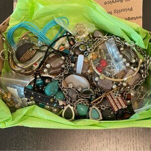 Big Vintage/Now Costume Jewelry Lot All Wearable 2 lbs Necklace Bracelet Mixed